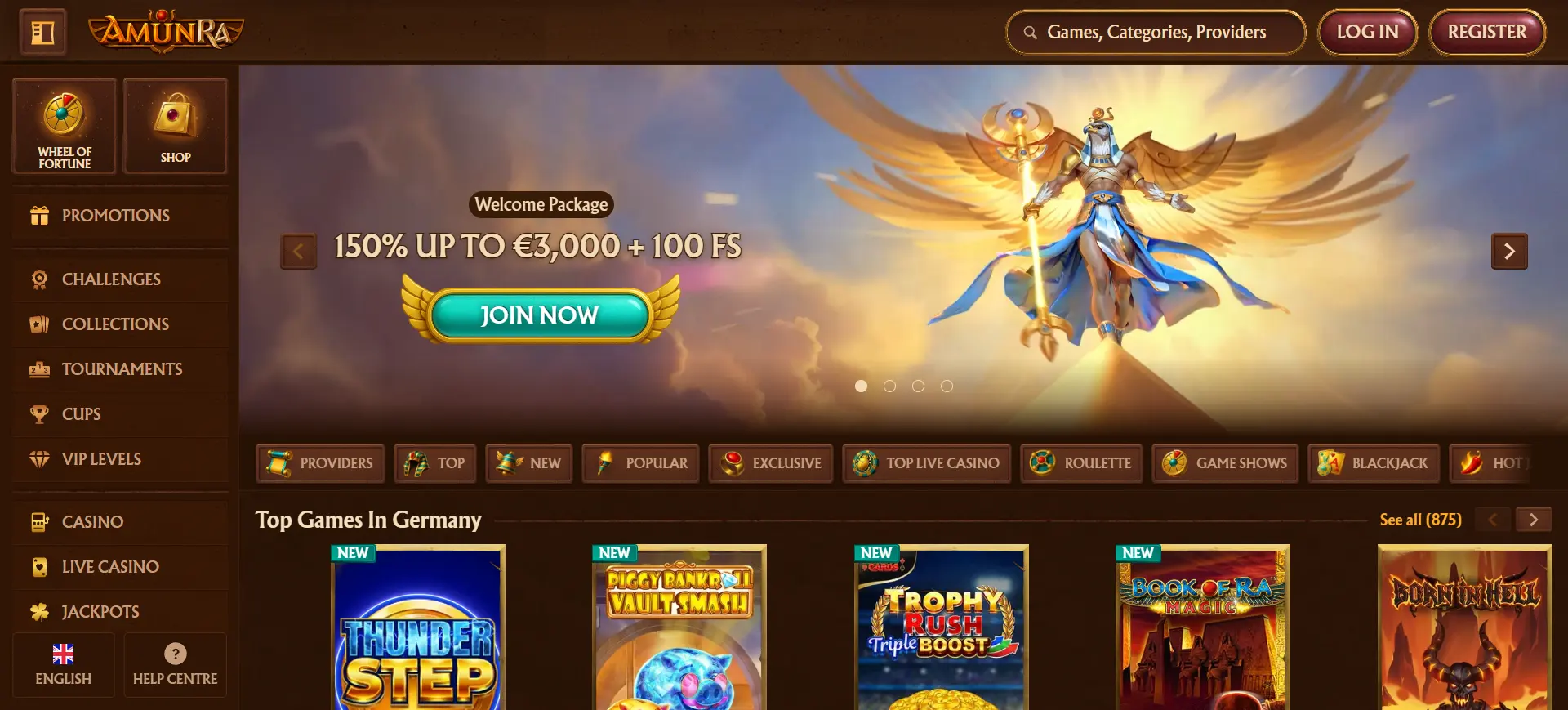 AmunRa Casino Screen